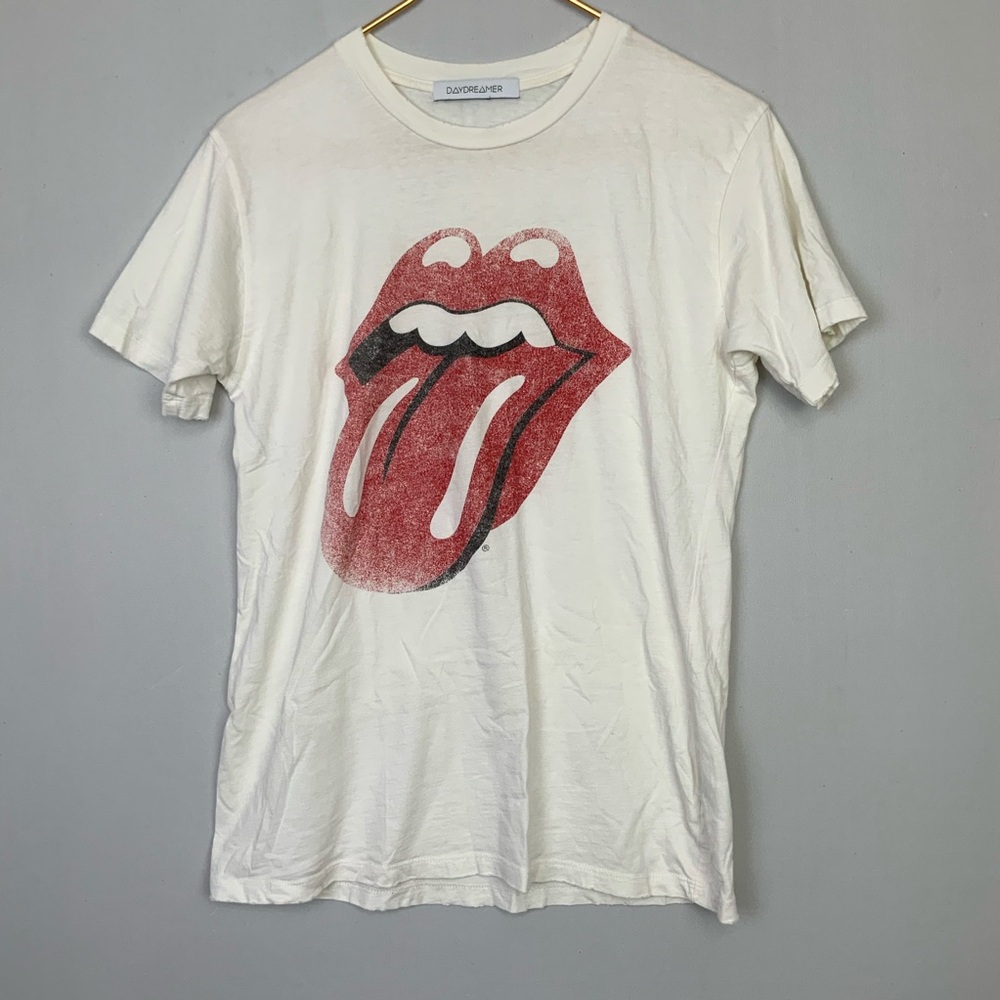 Daydreamer Free People Sz Small Cream Rolling Stones ‘89 Band T-Shirt Thin